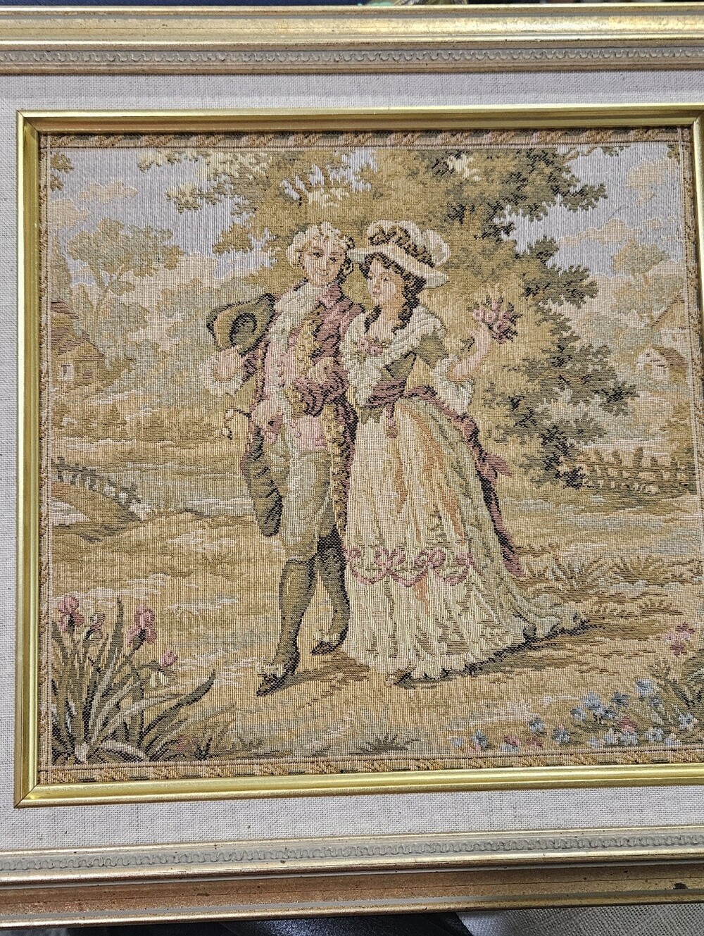 Vintage Framed Tapestry Art